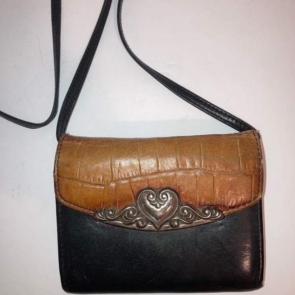 Vintage Brighton Mini Crossbody Wallet Leather Croc Card Snap Organize Small Bag - Picture 2 of 10